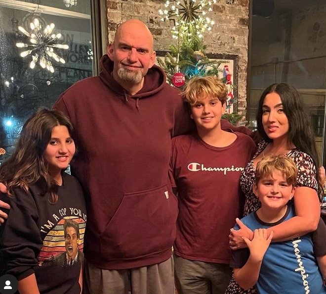 John Fetterman With His Wife, Gisele, And Their Three Kids