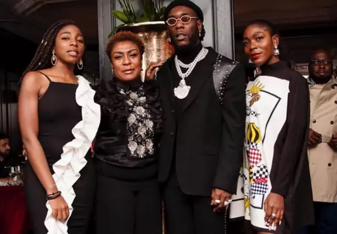 Burna Boy With His Two Sisters And Their Mother, Bose