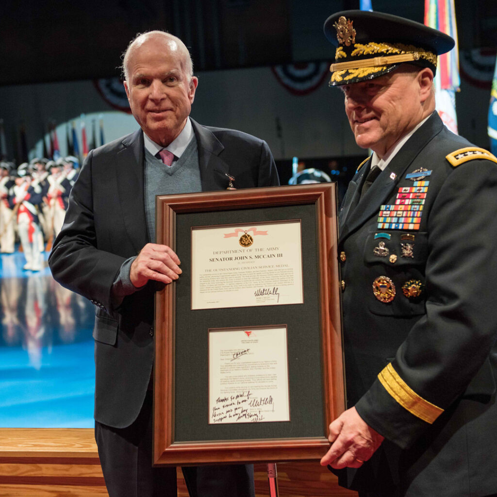 John McCain Receiving The Outstanding Civilian Service Medal From The Army Chief of Staff