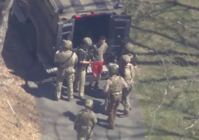 Jack Teixeira, In T-Shirt And Shorts, Being Taken Into Custody